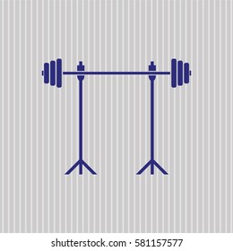 Vector illustration of Barbell on Rack  in Blue icon 
