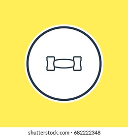 Vector Illustration Of Barbell Outline. Beautiful Athletic Element Also Can Be Used As Dumbbell Element.