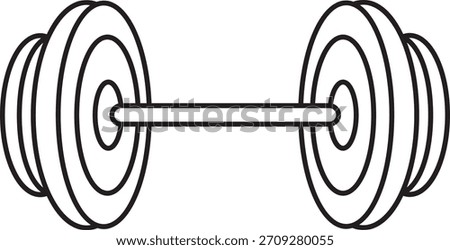 Vector illustration of a barbell with weight plates in cartoon style. Ideal for fitness apps, gym branding, workout guides, strength training content, and health-related digital designs.
