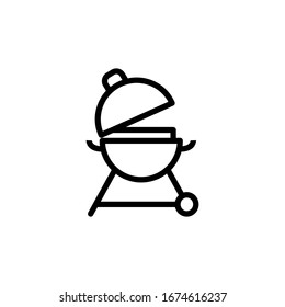 Vektorillustration Illustration, Grillsymbol. Liniendesign-Vorlage