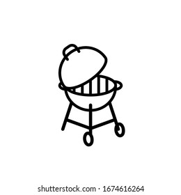 Vector illustration, barbeque cooking icon. Line design template