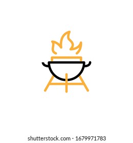 Vector illustration, barbeque cooking icon. Line and two colour design template