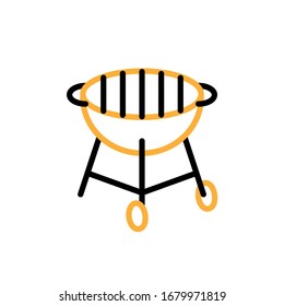 Vector illustration, barbeque cooking icon. Line and two colour design template