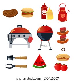 A vector illustration of barbeque icon sets