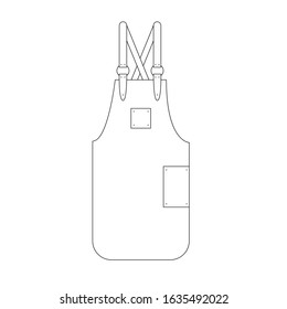 Vector illustration of barber or bbq barbecue leather apron. Thin line icons of the items for hand papermaking. Related for logo, tutorial, handmade recycle paper workshop. Linear symbols set. 