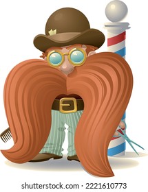 vector illustration of a barber with large mustaches