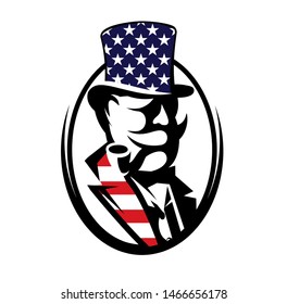 Vector illustration with barber pole and calligraphic inscription.