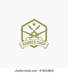 Vector Illustration of barber shop emblems, label, badges and designed elements. Flat style design
