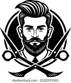 vector illustration of a barber shop with a handsome man