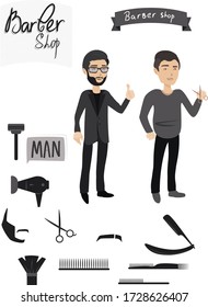 iconos del hombre de la barbería de ilustraciones vectoriales