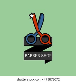 Vector Illustration of Barbershop icon, logo, emblem design template. Flat Style Design.