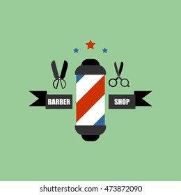 Vector Illustration of Barbershop icon, logo, emblem design template. Flat Style Design.