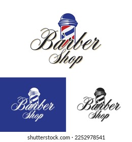 Vector illustration of barbershop logo. Vintage Barbershop and pole creative design.