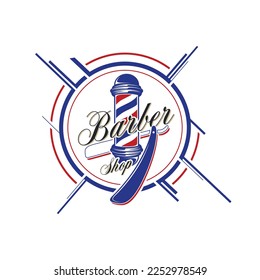 Vector illustration of barbershop logo. Vintage Barbershop logo creative design.