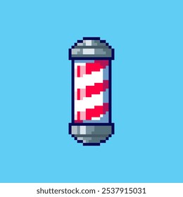 Vector Illustration of Barbershop Pole with Pixel Art Design, perfect for game assets themed designs