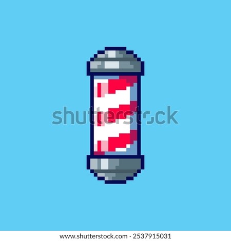 Vector Illustration of Barbershop Pole with Pixel Art Design, perfect for game assets themed designs