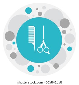 Vector Illustration Of Barbershop Symbol On Instruments Icon. Premium Quality Isolated Scissors With Comb Element In Trendy Flat Style.