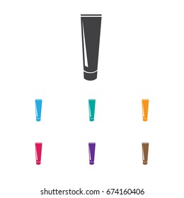 Vector Illustration Of Barbershop Symbol On Toothpaste Icon. Premium Quality Isolated Tube Element In Trendy Flat Style.