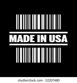 Vector illustration of barcode icon marked "Made in Usa"