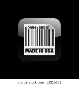 Vector illustration of barcode icon marked "Made in Usa"