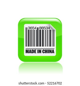 Vector illustration of barcode icon marked "Made in China"