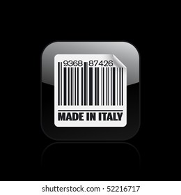 Vector illustration of barcode icon marked "Made in Italy"