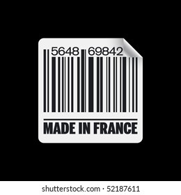 Vector illustration of barcode label marked "Made in France"