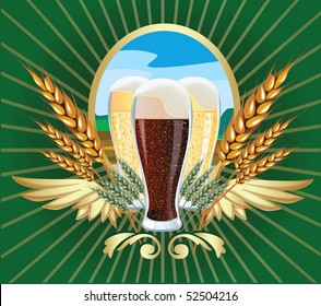 Vector illustration of barley beer label