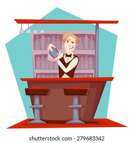 Vector illustration of barman for cocktail party.