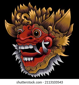 Vector illustration of barong bali mask