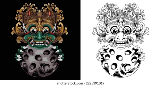 Vector illustration of barong bali mask