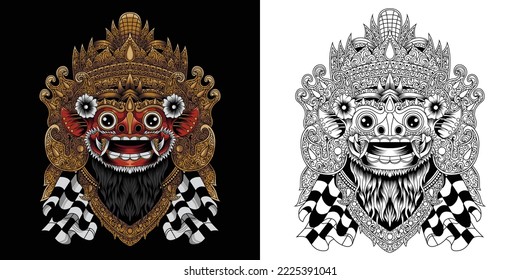 Vector illustration of barong bali mask