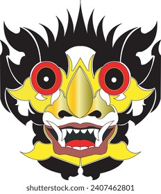 Vector illustration of barong bali mask, the mask 