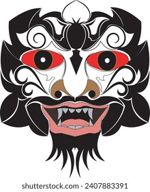 Vector illustration of barong bali mask, the mask 