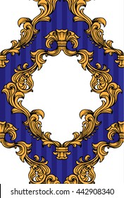 Vector illustration of baroque acanthus leaves frame seamless wallpaper pattern
