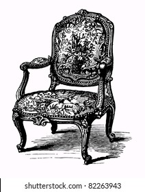 Vector illustration of baroque antique armchair, damask chair