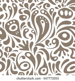 Vector illustration. Baroque vintage floral damask seamless pattern in beige colors. Luxury classic ornament, royal victorian texture for wallpapers, print, textile or fabric.