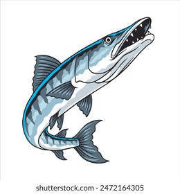 Vektorillustration von Barrakuda Fisch mit Klassischer Illustration