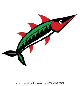 Vector Illustration of a barracuda white background editable project.