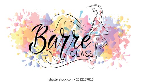 Vector illustration of Barre Class text for logotype, website, banner, magazine, poster, decoration, postcard. Barre Class calligraphy background. Barre Class lettering. EPS 10. 