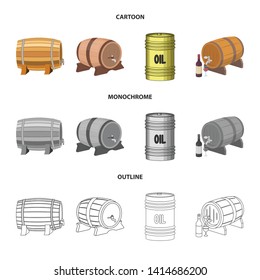 Vector illustration of barrel and beer sign. Set of barrel and keg stock symbol for web.