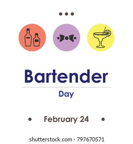 vector illustration for bartender day in February