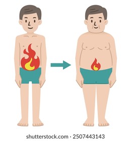 Vector illustration of basal metabolism declining with age