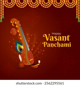 Vector illustration of Basant Panchami social media template