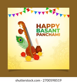Vektorgrafik der Social-Media-Vorlage von Basant Panchami