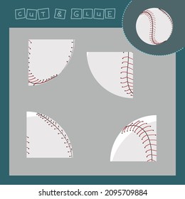 Vector illustration of a baseball assemble from parts. paper game for preschoolers development