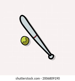 Vector illustration of a baseball ball and a baseball bat.