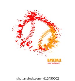 Vector illustration of baseball. Ball, fire on a white background.