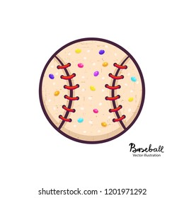 Vector illustration for baseball. Ball shaped cookie. Element for design of a Christmas card, poster, t-shirt print.