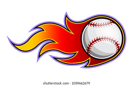 Vector illustration of baseball ball with simple flame shape. Ideal for sticker, decal, sport logo and any kind of decoration.